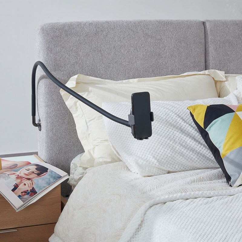 DANUBE HOME Float 180X200 Floating Bed With Mobile Holder & Wireless Charger | Modern Design Wooden King Bed Frame Furniture | Comfortable Bed (Mattress Not Included) - Natural Oak & Grey - Image 5