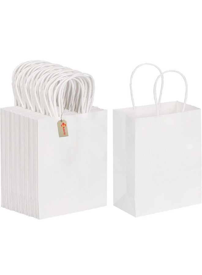 Aakriti Kraft Paper Bags with Handles, White Small Gift Bags Bulk, Retail Bags, Shopping, Birthday Wedding Party Favour, Merchandise | Small Size: 7x3.5x8.5 inch WHITE (Pack of 10) - Image 1
