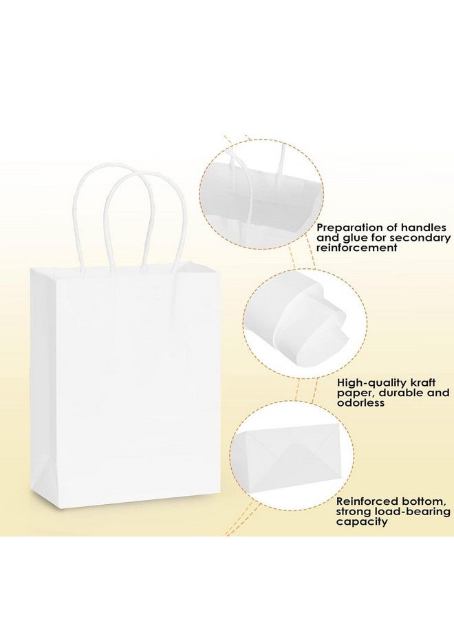 Aakriti Kraft Paper Bags with Handles, White Small Gift Bags Bulk, Retail Bags, Shopping, Birthday Wedding Party Favour, Merchandise | Small Size: 7x3.5x8.5 inch WHITE (Pack of 10) - Image 3