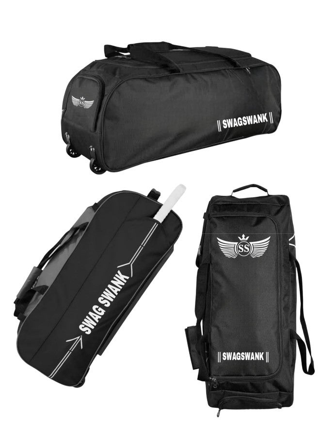 SWAGSWANK Cricket Kit Bag, 75 x 30 x 30 cm, Polyester, Water-Resistant, 60L Capacity, Adjustable Shoulder Straps (Black) - Image 5