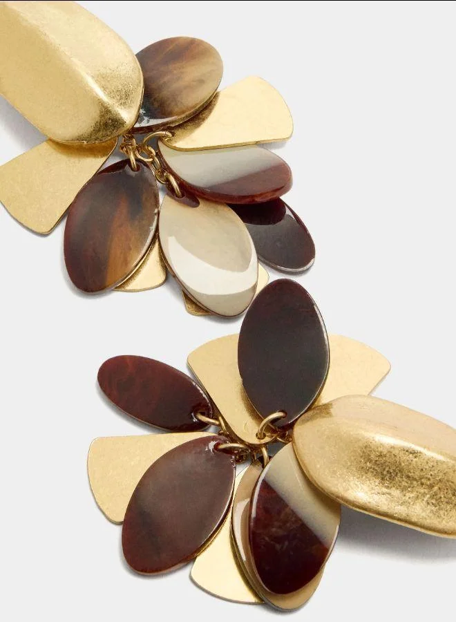 PARFOIS Brown Maxi oval earrings with petals for Women | Best Price UAE