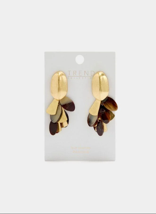 PARFOIS Brown Maxi oval earrings with petals for Women | Best Price UAE