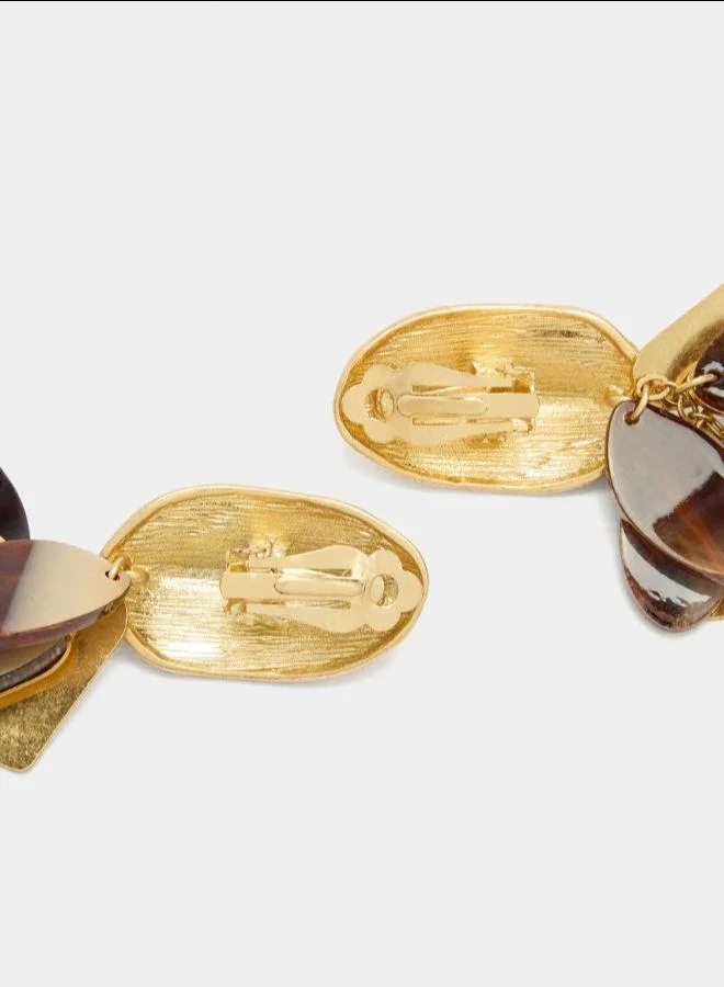 PARFOIS Brown Maxi oval earrings with petals for Women | Best Price UAE