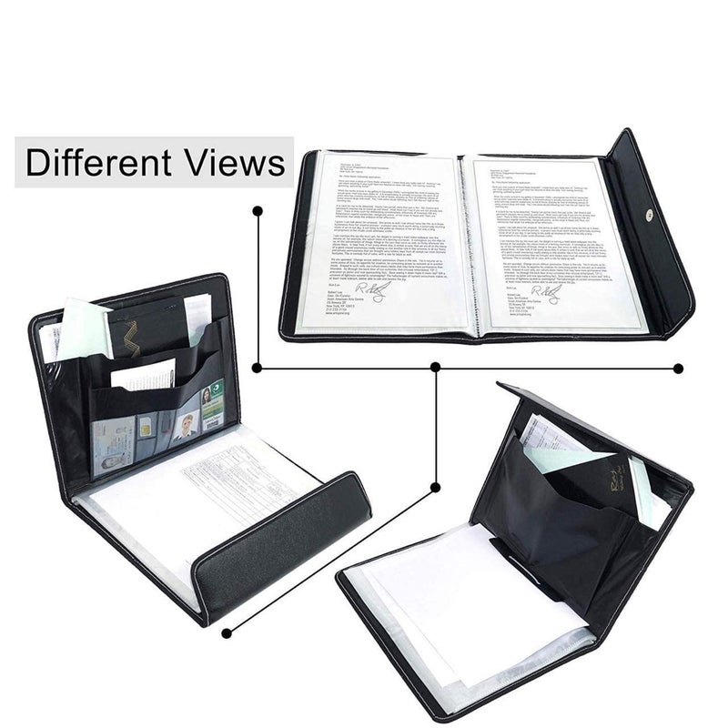 ANG PU Leather Multipurpose Document File Folder for Certificate A4 Size Executive Document Organizer File - Black (30 Sleeves 1 PCS) - Image 1