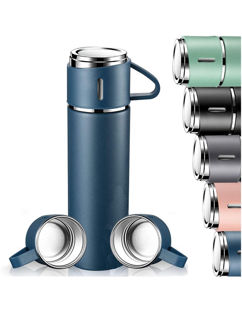 Vacuum Insulated Flask 500ml/17.6oz Stainless Steel Thermo Bottle with Cup for Coffee Water Hot and Cold Drink Flasks. (Blue) - Image 1