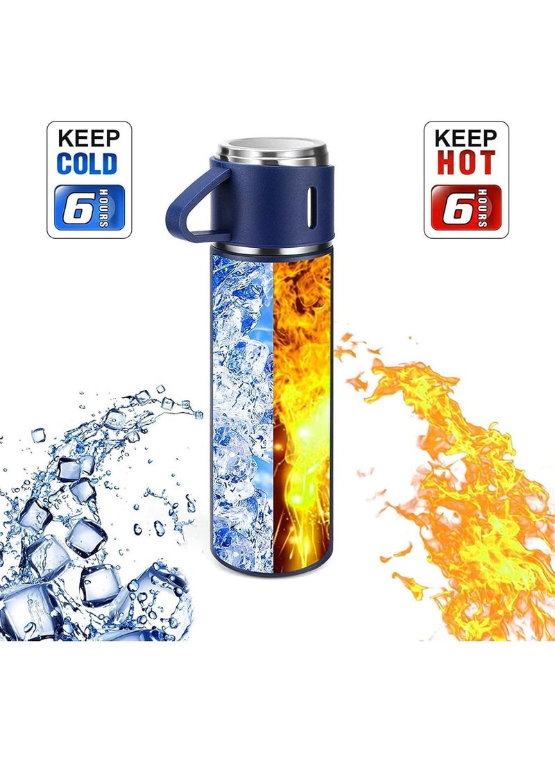 Vacuum Insulated Flask 500ml/17.6oz Stainless Steel Thermo Bottle with Cup for Coffee Water Hot and Cold Drink Flasks. (Blue) - Image 4