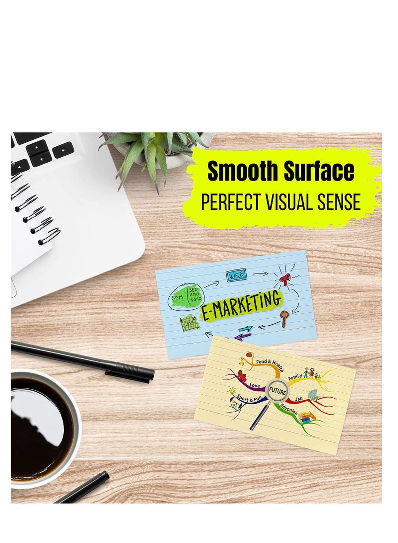 MARKQ بطاقة فهرس مسطرة، 100 حزمة من بطاقات التسجيل المبطنة الملونة لتدوين الملاحظات المدرسية والمكتبية، وصنع القائمة، وبطاقات فلاش المراجعة، 5 بوصة × 3 بوصة - Image 5
