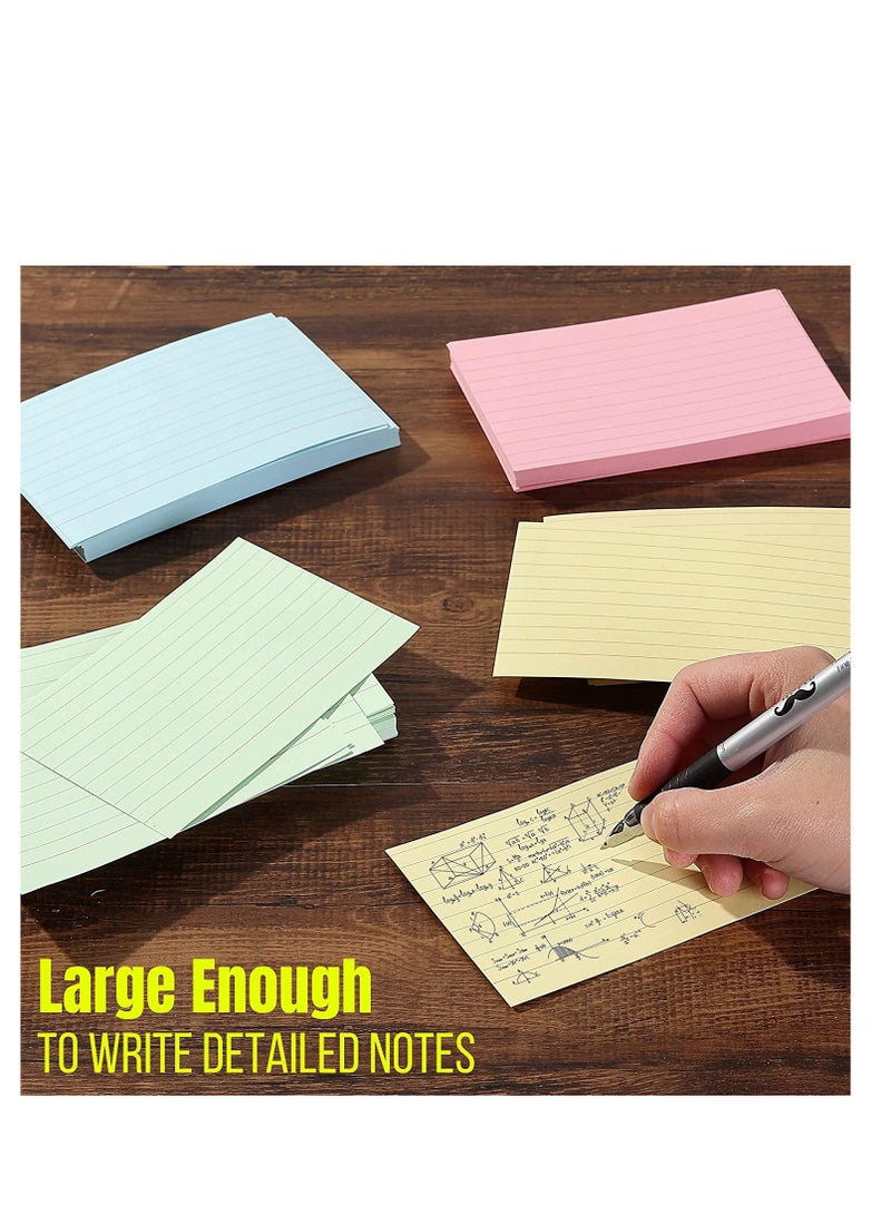 MARKQ بطاقة فهرس مسطرة، 100 حزمة من بطاقات التسجيل المبطنة الملونة لتدوين الملاحظات المدرسية والمكتبية، وصنع القائمة، وبطاقات فلاش المراجعة، 5 بوصة × 3 بوصة - Image 4