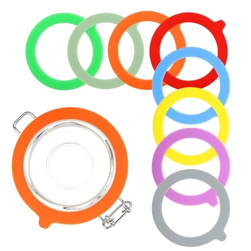 Amzlysdok 8PCS Rubber Seals for Glass Jars, Airtight Silicone Replacement Gasket,Food-Grade Silicone Gaskets(3.75" Diameter,Fits Mason Jars),Leakproof, Airtight Rings for Food Storage,Canning(8 colors) - Image 4