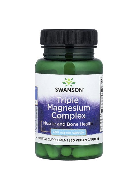 Swanson, Triple Magnesium Complex, 400 mg, 30 Vegan Capsules