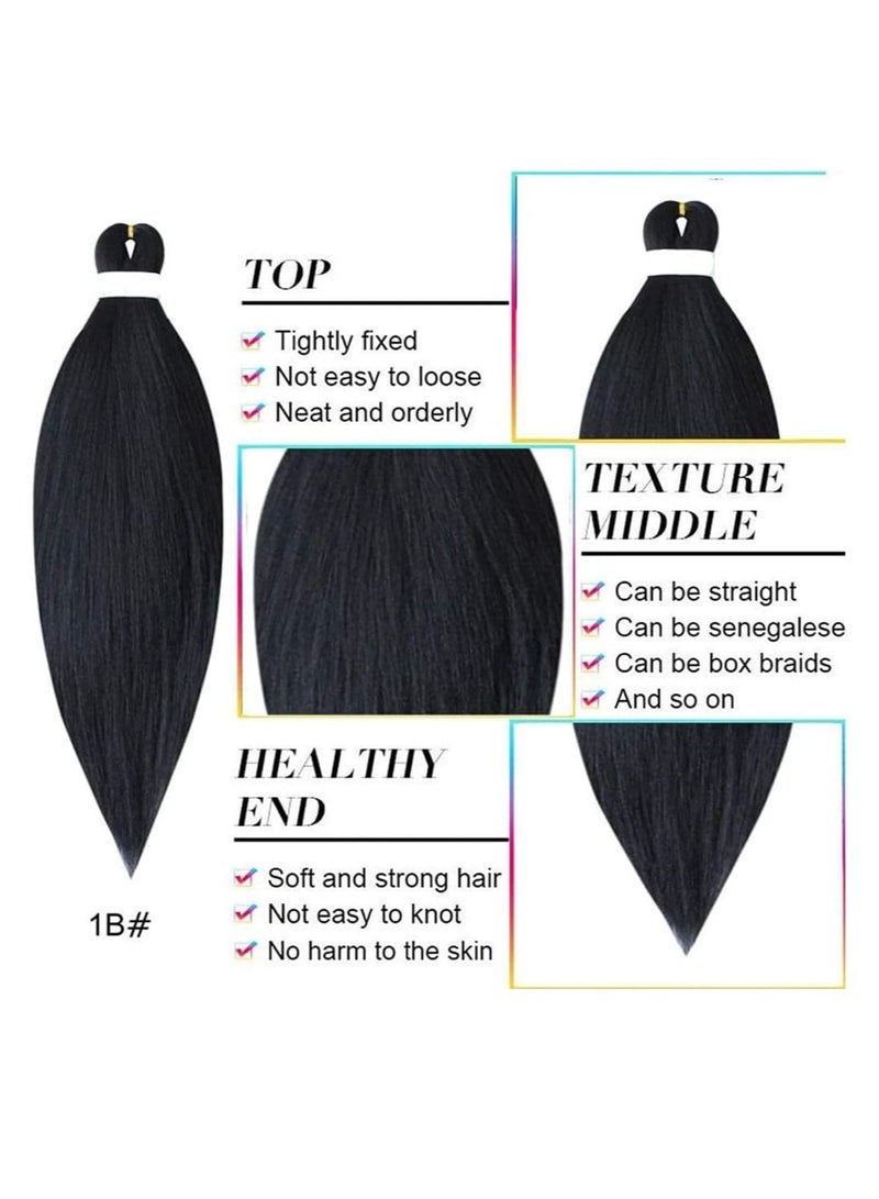 Estelle 26 Inch Pre Stretched Synthetic Hair Extensions Professional Yaki Braiding Hair for Senegalese Twists Box Braids Crochet Styles 100% Kanekalon Fiber Sweat Resistant black 03 Pieces - Image 3