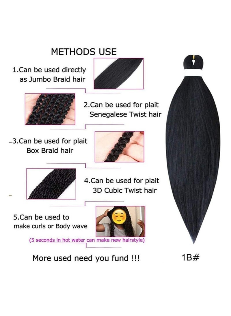 Estelle 26 Inch Pre Stretched Synthetic Hair Extensions Professional Yaki Braiding Hair for Senegalese Twists Box Braids Crochet Styles 100% Kanekalon Fiber Sweat Resistant black 03 Pieces - Image 4