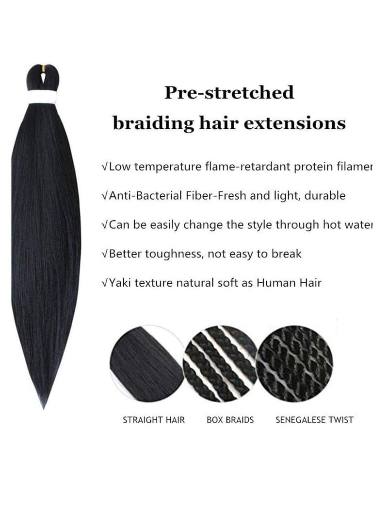 Estelle 26 Inch Pre Stretched Synthetic Hair Extensions Professional Yaki Braiding Hair for Senegalese Twists Box Braids Crochet Styles 100% Kanekalon Fiber Sweat Resistant black 03 Pieces - Image 5
