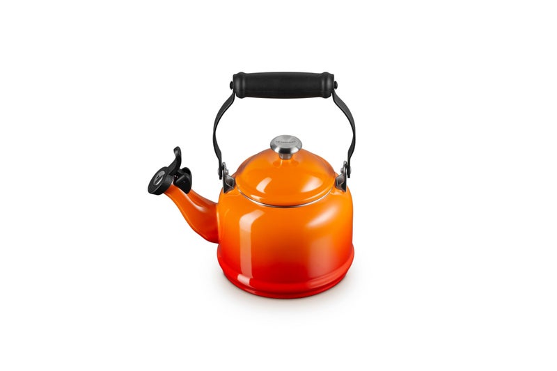 Le Creuset Enamel On Steel Demi Tea Kettle with Metal Finishes 125 qt Flame