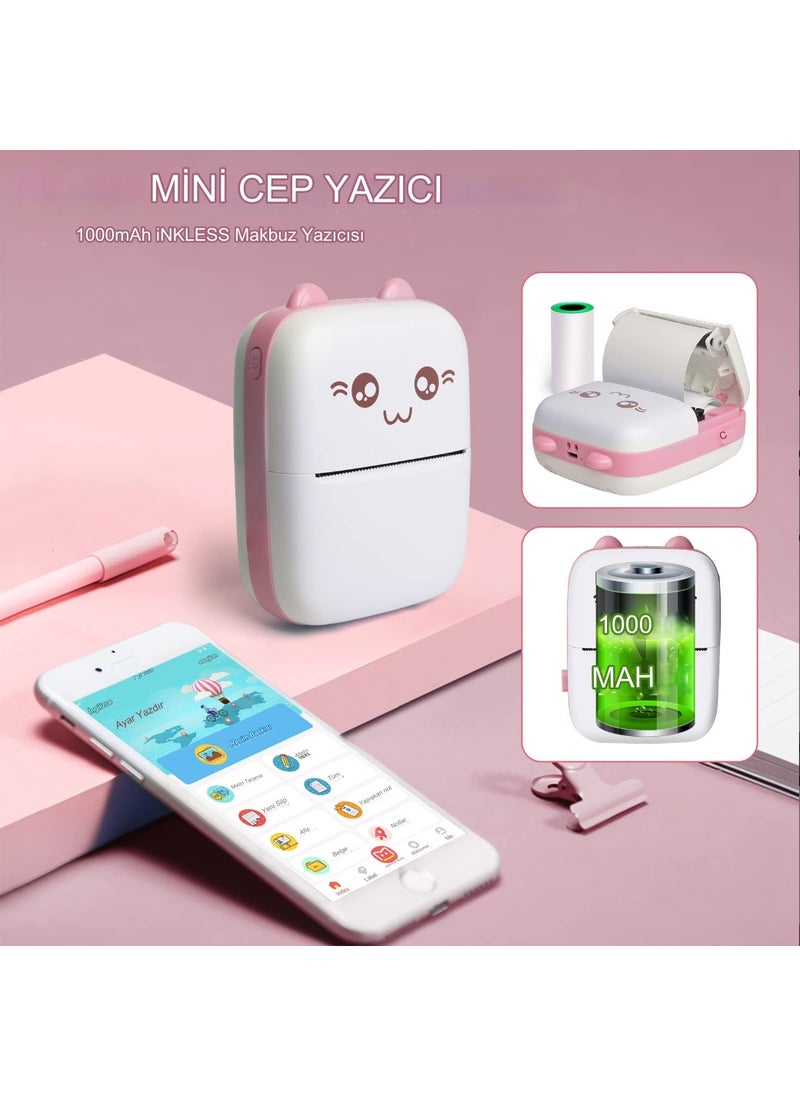 Qasul - Portable Mini Pocket Printer Bluetooth Connected Compatible with Phone Computer and Tablet - Image 1