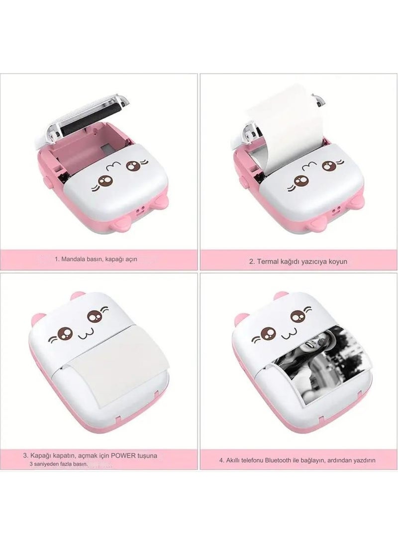 Qasul - Portable Mini Pocket Printer Bluetooth Connected Compatible with Phone Computer and Tablet - Image 1