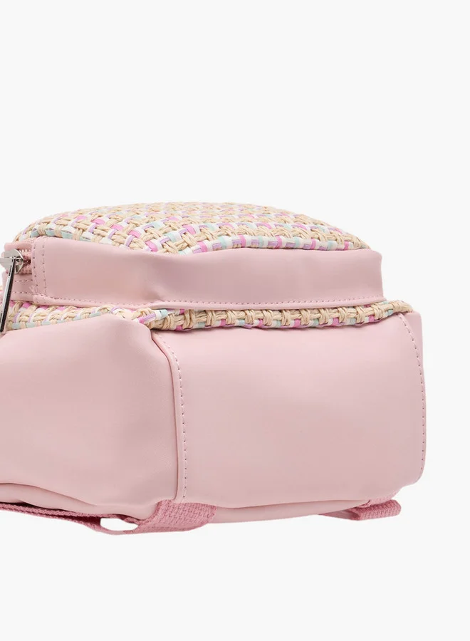 فلورا بيلا من شو إكسبرس Textured Backpack with Adjustable Straps and Zip Closure - 8x17x21 cm