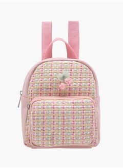 Flora Bella By Shoexpress Textured Backpack with Adjustable Straps and Zip Closure - 8x17x21 cm  - Image 1