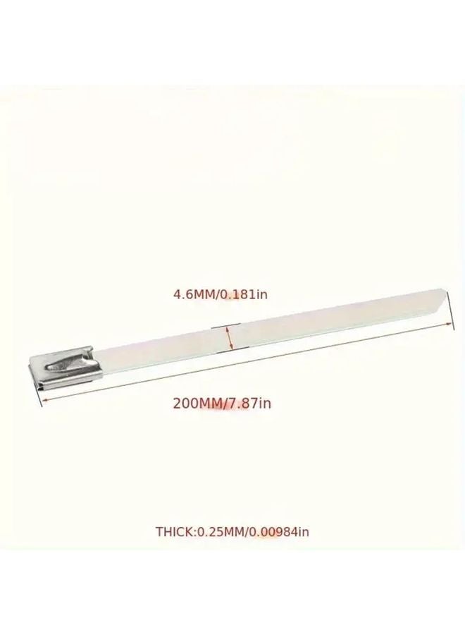 100pcs Self Locking Metal Cable Ties Heavy Duty Silvery For Outdoor Fences Car Exhaust Pipes - Image 4