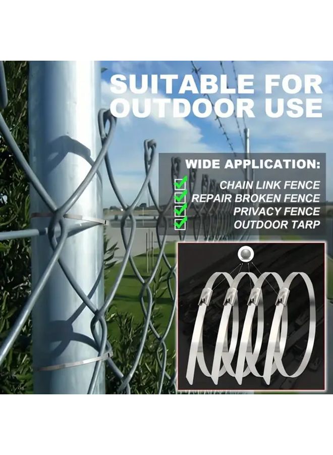 100pcs Self Locking Metal Cable Ties Heavy Duty Silvery For Outdoor Fences Car Exhaust Pipes - Image 2