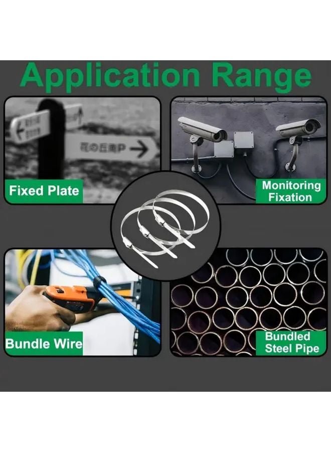 100pcs Self Locking Metal Cable Ties Heavy Duty Silvery For Outdoor Fences Car Exhaust Pipes - Image 5