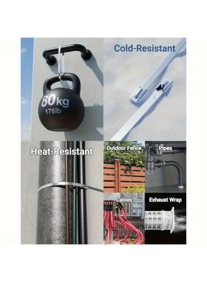 100pcs Self Locking Metal Cable Ties Heavy Duty Silvery For Outdoor Fences Car Exhaust Pipes - Image 3