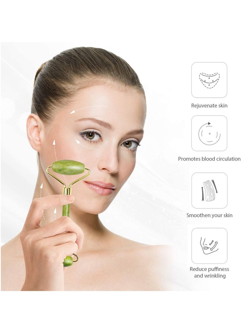 Rubik Jade Roller Natural Stone Facial Massage for Face Eye Neck Skin Care - Image 2
