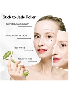 Rubik Jade Roller Natural Stone Facial Massage for Face Eye Neck Skin Care  - Image 4