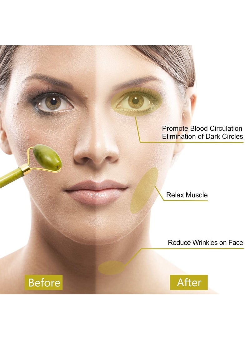 Rubik Jade Roller Natural Stone Facial Massage for Face Eye Neck Skin Care - Image 3