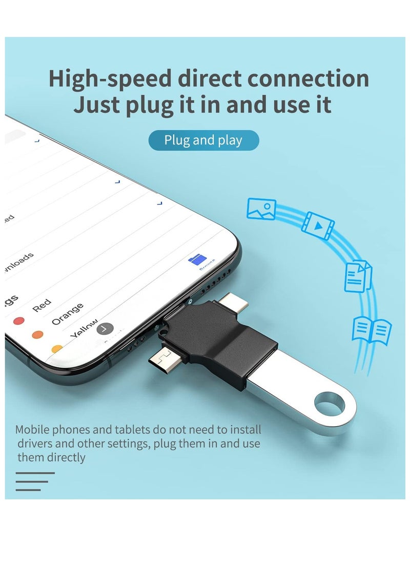 Bukela - USB OTG Adapter Lightning Male to USB A Female Data Sync Compatible for Samsung for IPhone15 Ipad Pro Air Mini 14 13 12 11 Pro Card Reader, Mouse, Keyboard, Flash Drive Android Micro USB C Type-C - Image 1