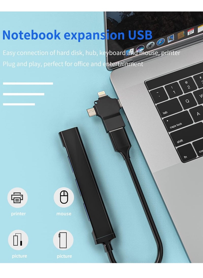 Bukela - USB OTG Adapter Lightning Male to USB A Female Data Sync Compatible for Samsung for IPhone15 Ipad Pro Air Mini 14 13 12 11 Pro Card Reader, Mouse, Keyboard, Flash Drive Android Micro USB C Type-C - Image 1