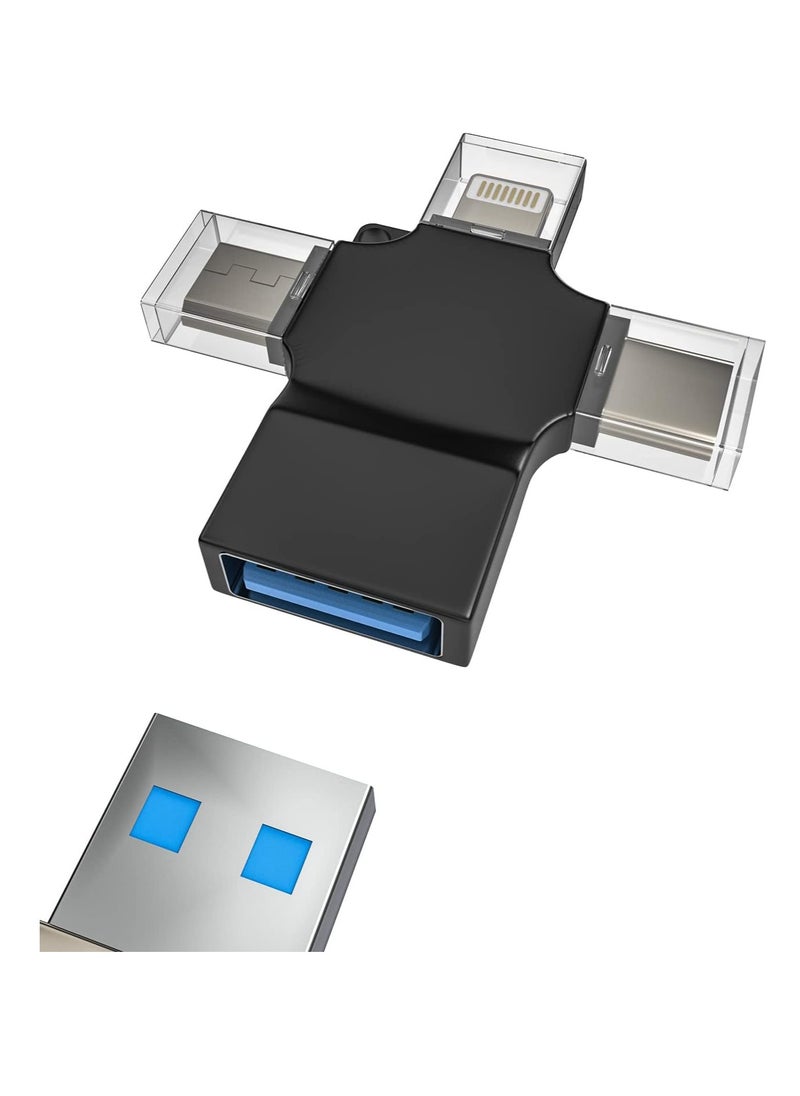 Bukela - USB OTG Adapter Lightning Male to USB A Female Data Sync Compatible for Samsung for IPhone15 Ipad Pro Air Mini 14 13 12 11 Pro Card Reader, Mouse, Keyboard, Flash Drive Android Micro USB C Type-C - Image 1
