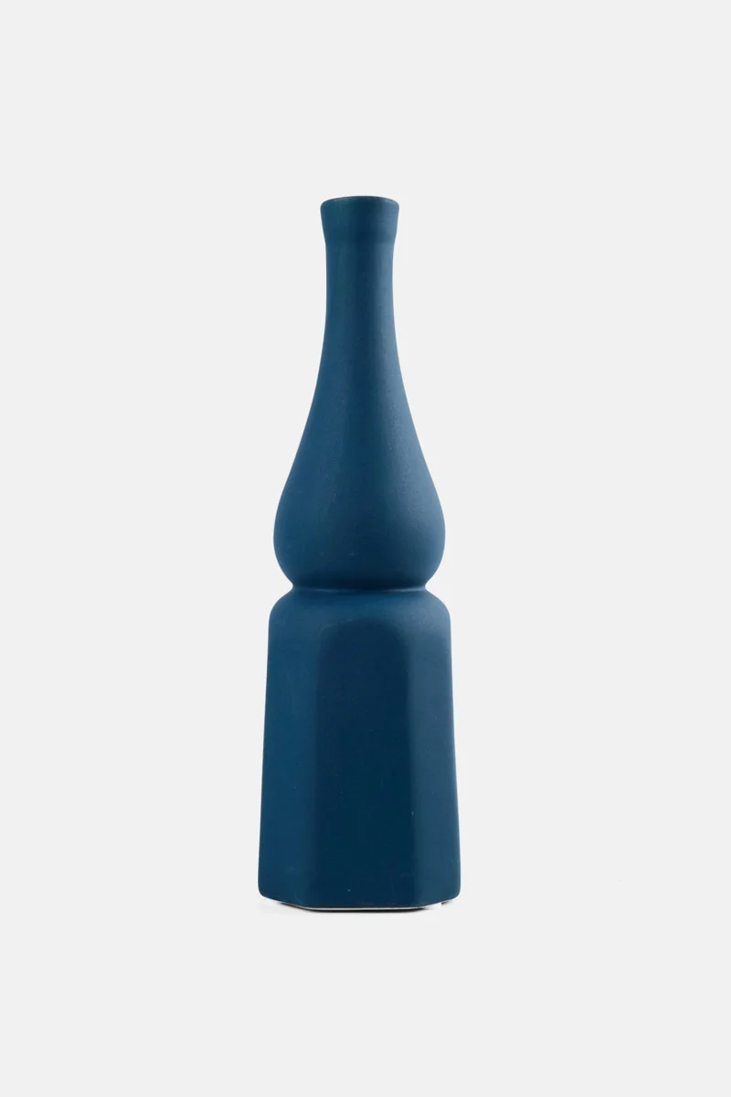 Muy Mucho Ceramic Decorative Flower Vase, Navy