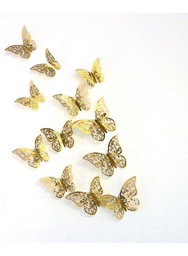 NIBEMINENT 3D Wall Stickers Hollow Butterfly for Kids Rooms Golden 13.1 x 9.5 0.4cm - Image 1