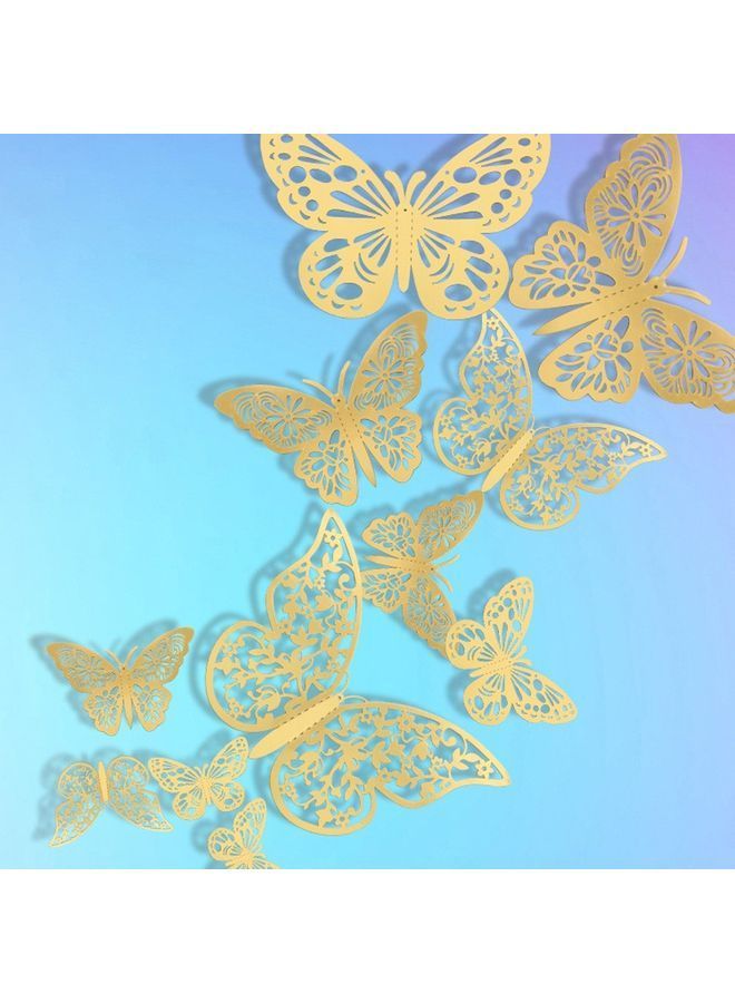 NIBEMINENT 3D Wall Stickers Hollow Butterfly for Kids Rooms Golden 13.1 x 9.5 0.4cm - Image 4