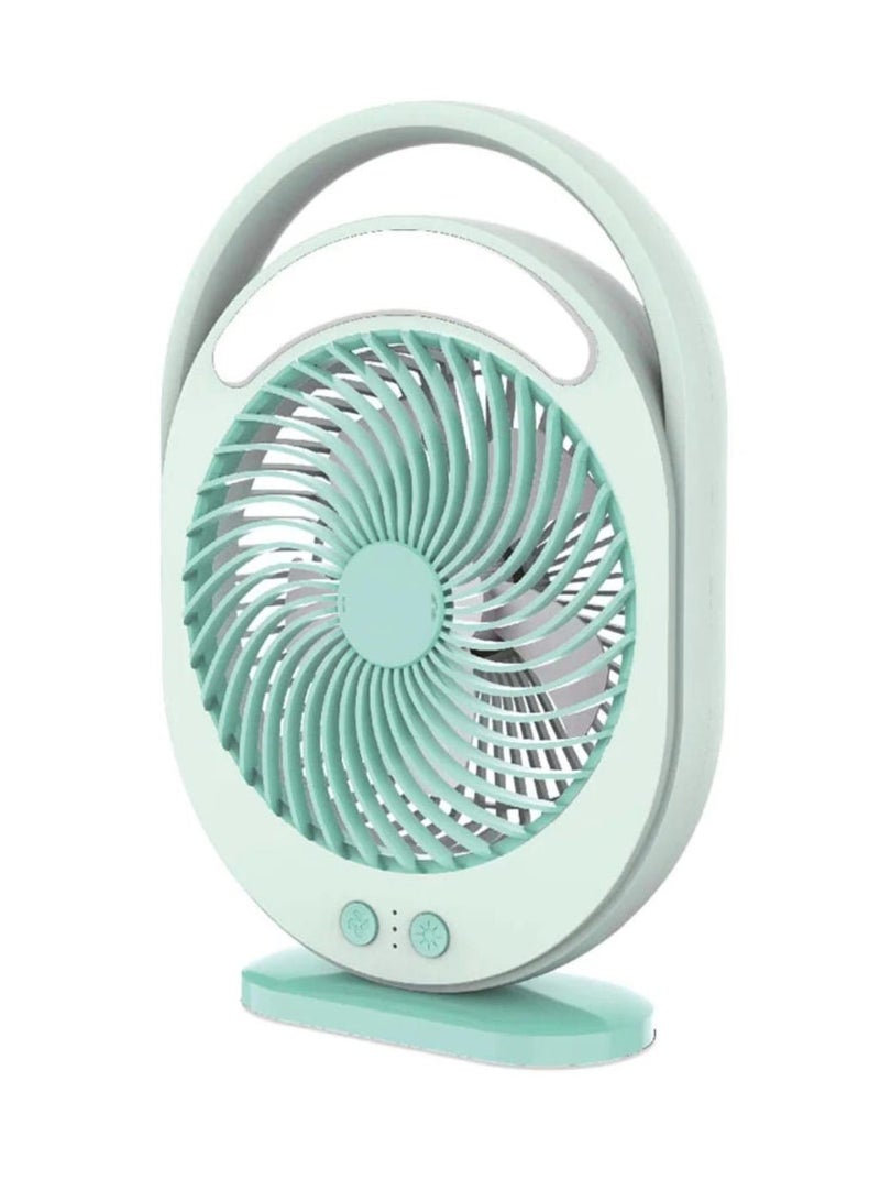 Multifunction Rechargeable Table Fan 6-Inch with LED Light | USB Charging | 3-Speed Control | Up to 20 Hours Working Time | Portable Mini Fan for Travel, Car, Office| Laptop, USB & Power Bank Charging - Image 1
