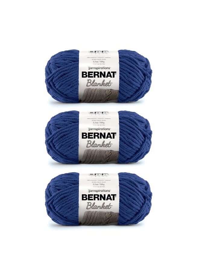 Bernat Blanket Navy Yarn - 3 Pack of 150g/5.3oz - Polyester - 6 Super Bulky - 108 Yards - Knitting, Crocheting, Crafts & Amigurumi, Chunky Chenille Yarn - Image 1