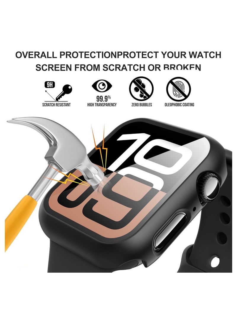 FARROBIZZ 2-Pack for Apple Watch Series 9/8/7/6/5/4/Series SE/SE 2  in mm All-around Screen Protector Case, Tempered Glass Screen Protector Case Ultra-thin for iWatch in mm Protection Cover - Clear - Image 2