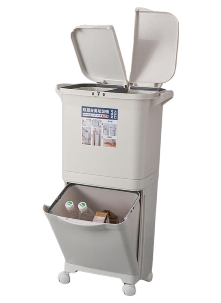 Dust Bin Kitchen, Recycling Pedal Bin with Double Compartments, 45L Capacity Waste Bin with Odor-Proof Lid - Easy Clean Indoor/Outdoor - Image 1