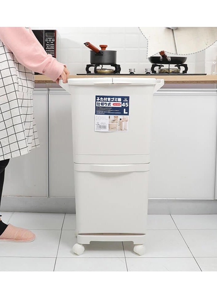 Dust Bin Kitchen, Recycling Pedal Bin with Double Compartments, 45L Capacity Waste Bin with Odor-Proof Lid - Easy Clean Indoor/Outdoor - Image 3