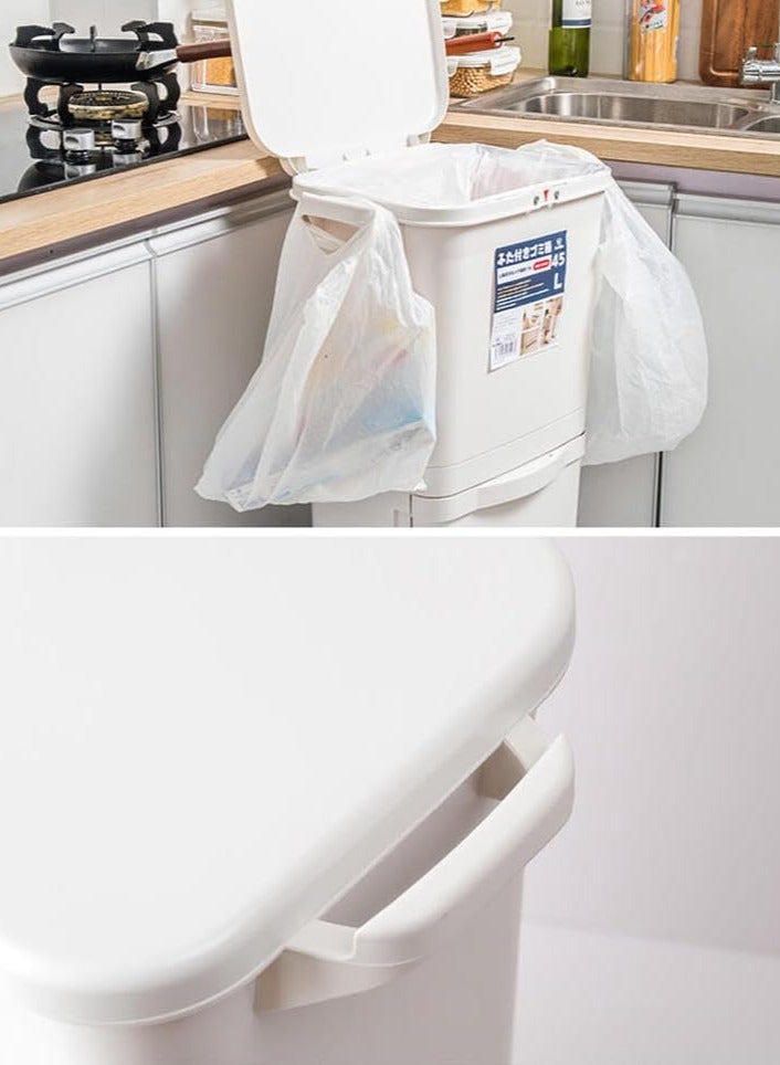 Dust Bin Kitchen, Recycling Pedal Bin with Double Compartments, 45L Capacity Waste Bin with Odor-Proof Lid - Easy Clean Indoor/Outdoor - Image 5