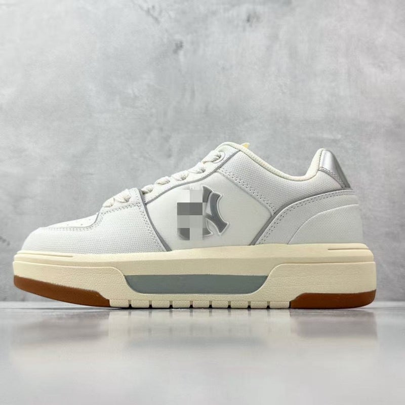 Wu Pin Pai Unisex Retro Skate Sneakers with Chunky Sole - Classic Monogram Design in White and Blue - Image 1