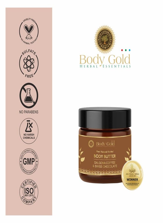 بودي جولد كريم زبدة الجسم بودي جولد مع قهوة دالغونا والشوكولاتة السويسرية، مغذي، ينعم ويرطب البشرة لفترة طويلة، خالٍ من البارابين والكبريتات، 100 غرام - Image 4