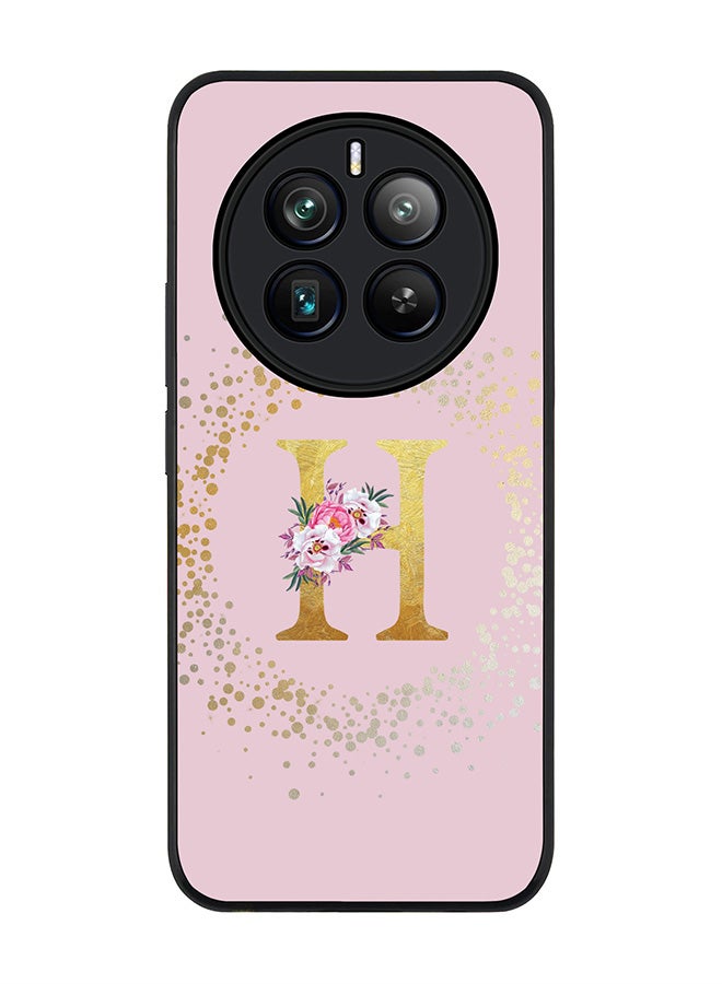 Stylizedd Rugged Black edge case for Realme 12 Pro / Realme 12 Pro Plus 5G, Slim fit Custom Monogram Initial Letter Floral Pattern Alphabet-H (Pink )  - Image 1