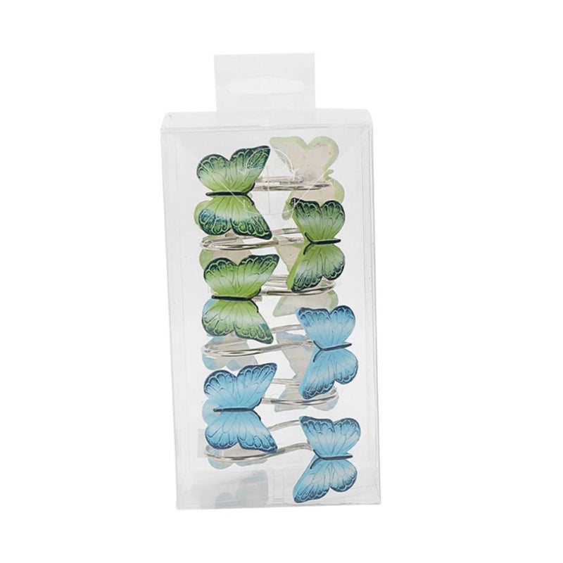 Butterfly Shower Curtain Hooks 12 Pack Clear Resin Bathroom Decor - Image 1