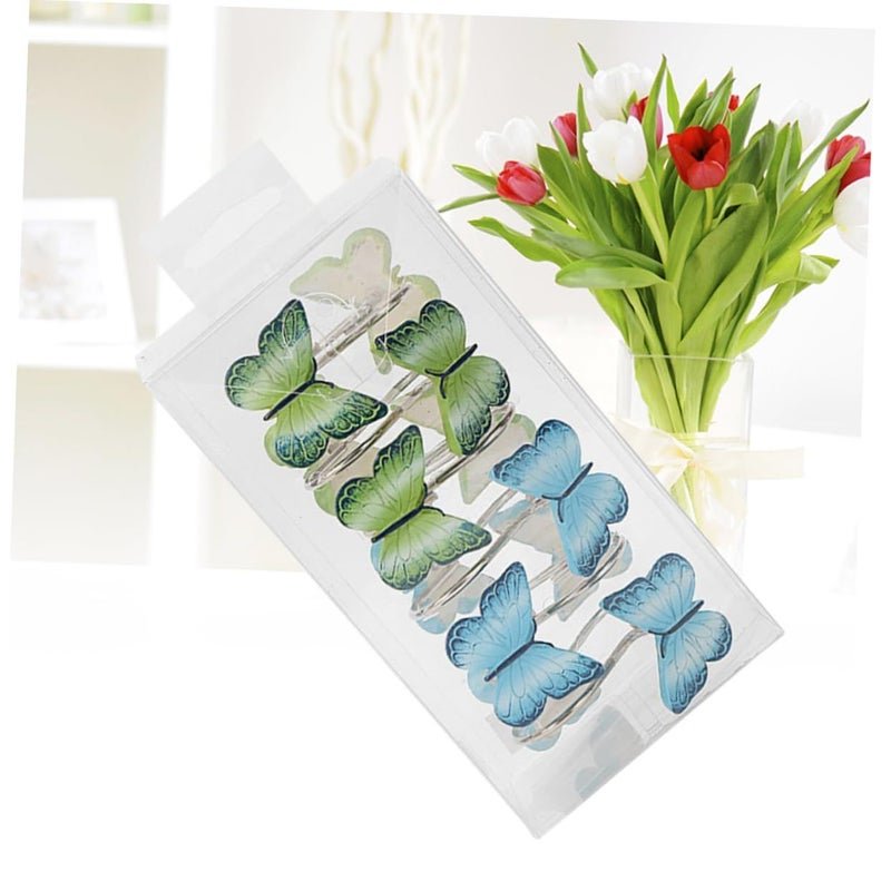 Butterfly Shower Curtain Hooks 12 Pack Clear Resin Bathroom Decor - Image 2