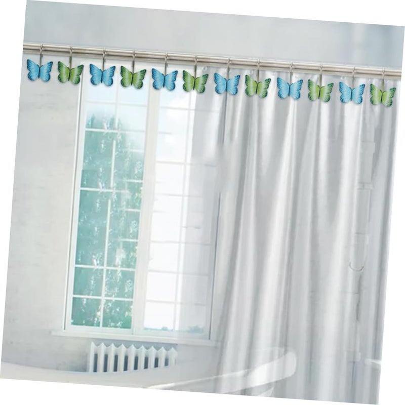 Butterfly Shower Curtain Hooks 12 Pack Clear Resin Bathroom Decor - Image 5
