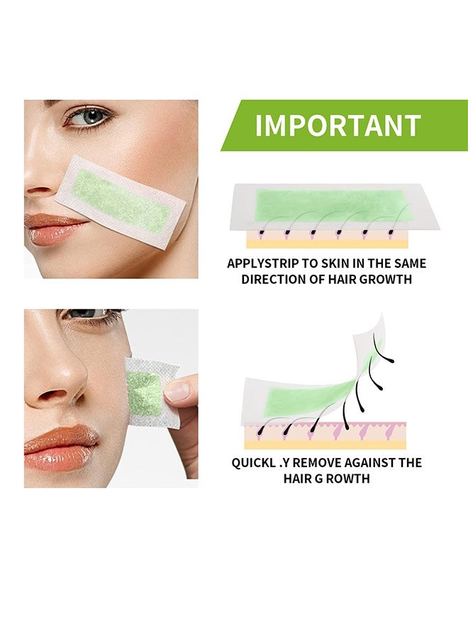 سوماكس شرائط شمع الوجه ShineMore بزيت الزيتون، ٣٠ شريطًا - إزالة سريعة للشعر من الذقن والشفتين والخدين والحاجبين - Image 4