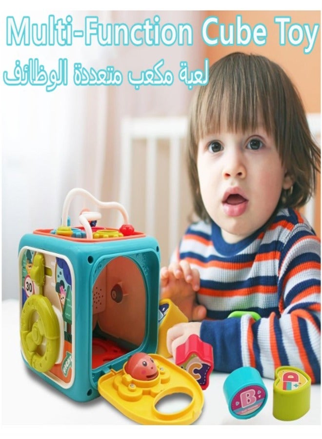 Musical Activity Cube Toy,Multi-Function Activity Cube Toy,Kids Hexahedron Toy,Children's Music Toys,Kids Educational Toys,Children Clapping Drums Toy,6 Sides Cartoon Toy,Baby Colorful Cube Toy,Baby Music Cube,Montessori Educational Learning Toys,Gift for Boys and Girls  - Image 1