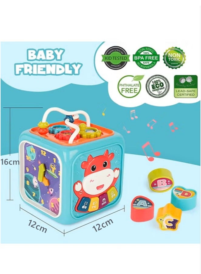 Musical Activity Cube Toy,Multi-Function Activity Cube Toy,Kids Hexahedron Toy,Children's Music Toys,Kids Educational Toys,Children Clapping Drums Toy,6 Sides Cartoon Toy,Baby Colorful Cube Toy,Baby Music Cube,Montessori Educational Learning Toys,Gift for Boys and Girls  - Image 2